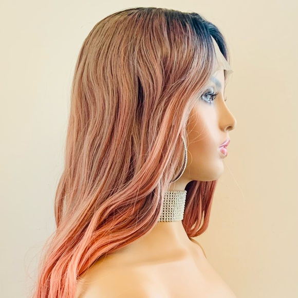 Very Pretty 24” Ombre Pink Coral Mix Lace Front Premium Wig - Picture 8 of 12